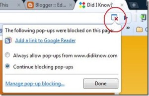 Google Pop Up Blocker