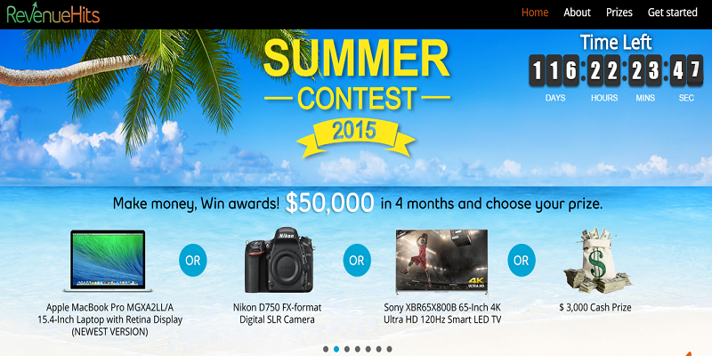 Signup with RevenueHits and Earn Lucrative Prizes in their Summer Contest 2015