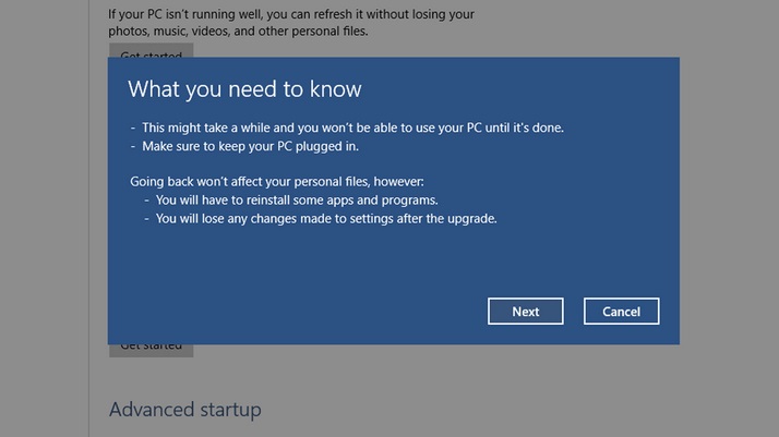 Downgrade Uninstall Windows 10