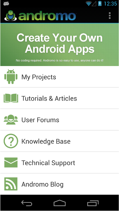 andromo-android-app-creator