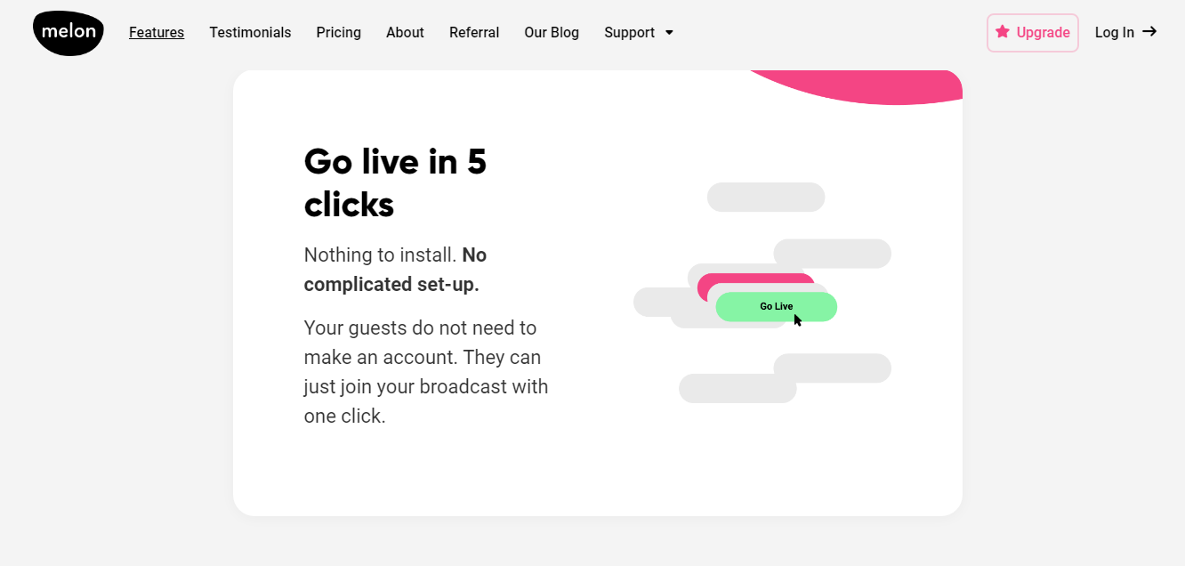 Melon App - Go live in five clicks