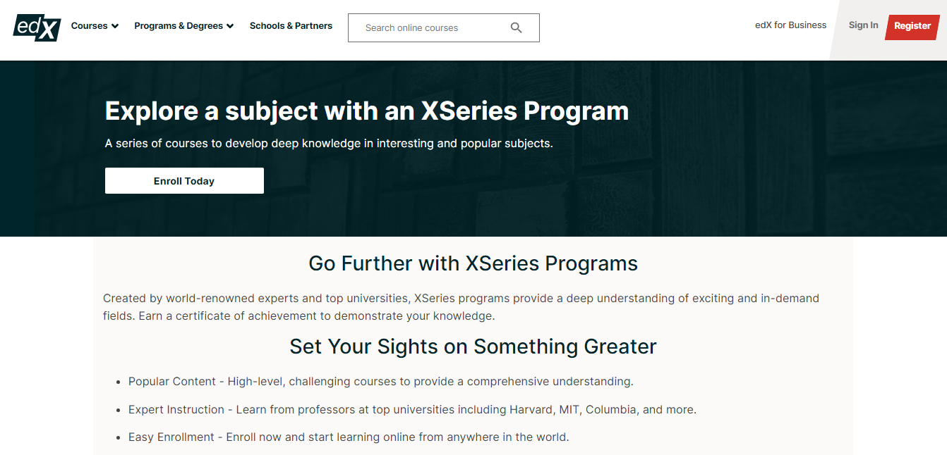 XSeries programa – ExD