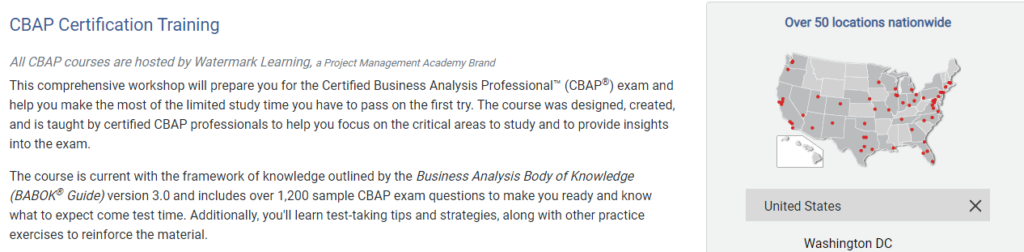 CBAP training - Project Management Academy