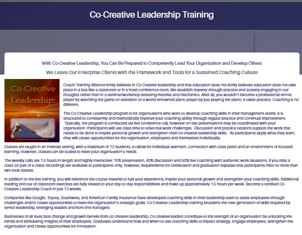 Co-creative Leadership Training