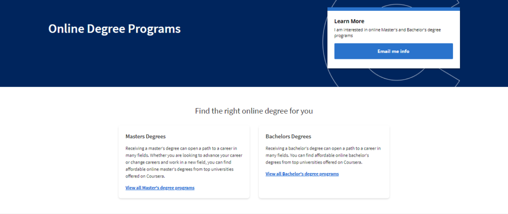 Coursera 온라인 학위 프로그램