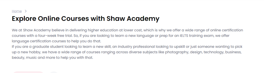 Shaw Academy Courses