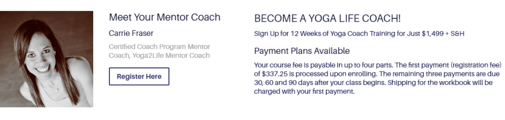Yoga2Life program Cost - Coach Training Alliance