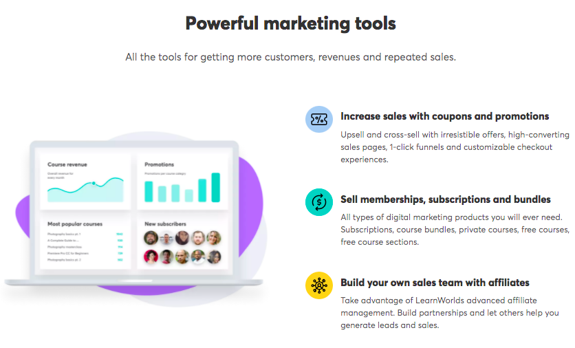 LearnWorlds: Sales and Marketing Tools