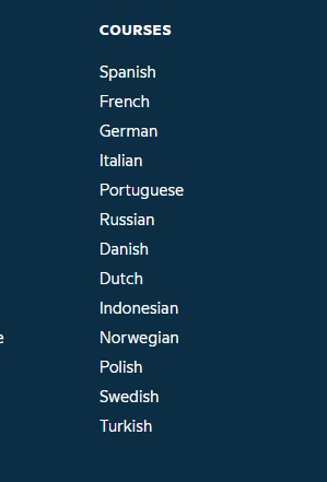 Languages offered by Babbel