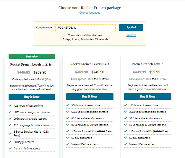 Rocket French Pricing