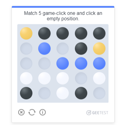 Match 5 Game click captcha feature