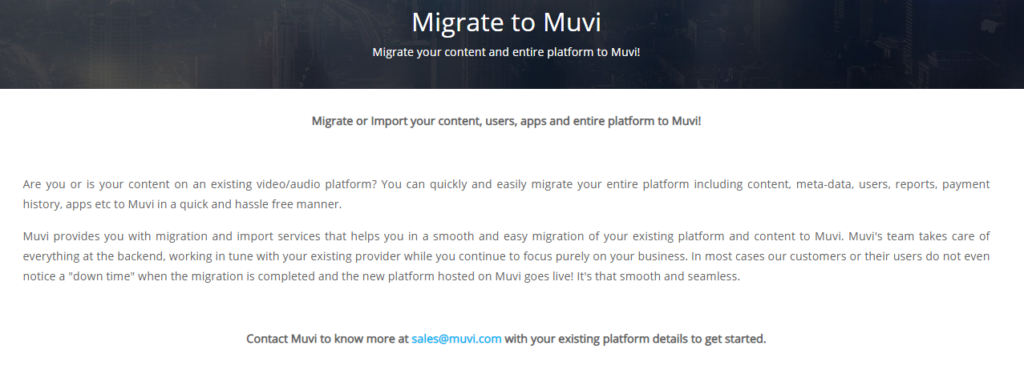 Migrate to Muvi