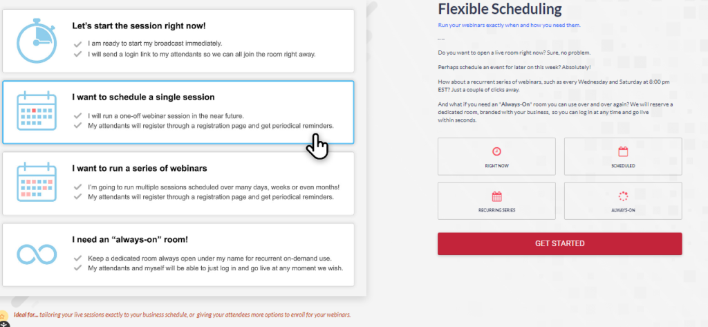 WebinarJam Flexible scheduling
