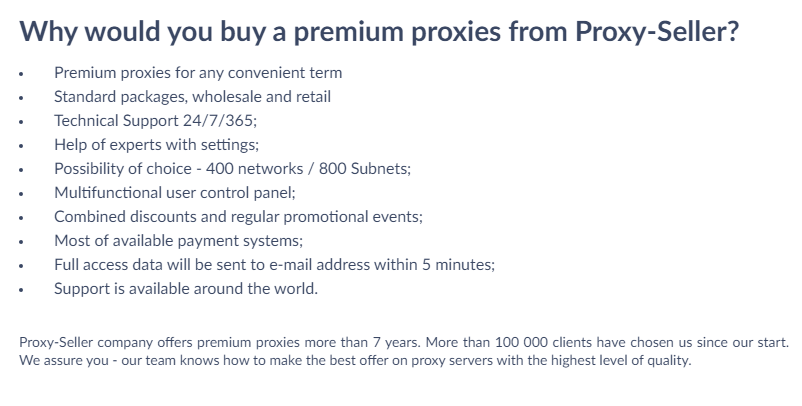 Why should you buy premium ProxySeller?