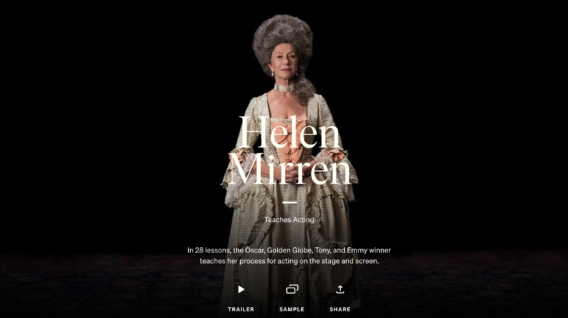 Helen Mirren MasterClass apžvalga