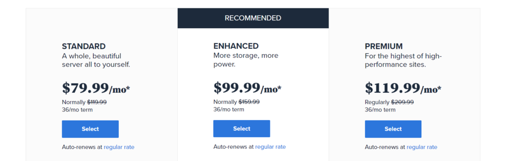 Preços de Hospedagem Dedicada Bluehost