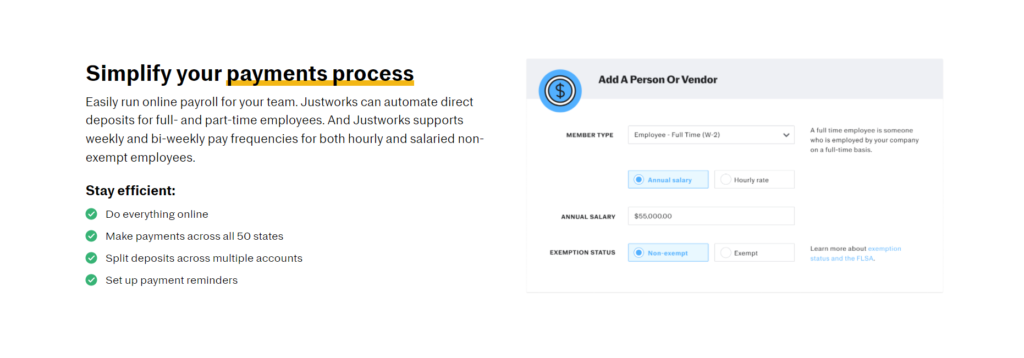 Justworks payment processing 