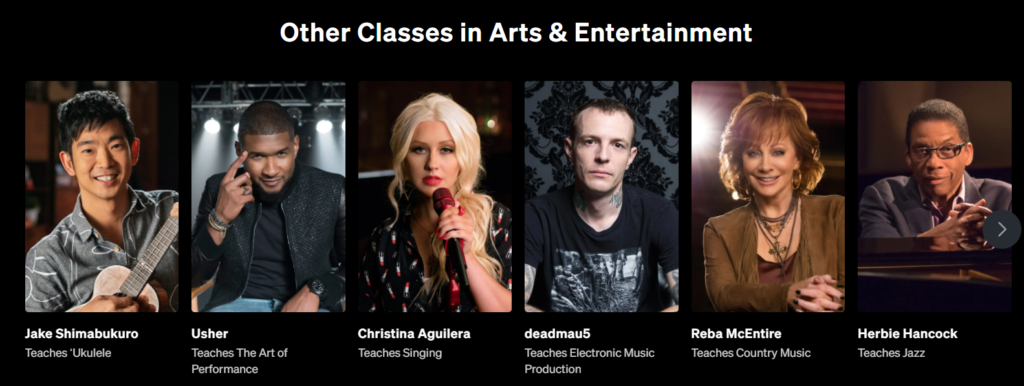 Masterclass Arts & Entertainment Class