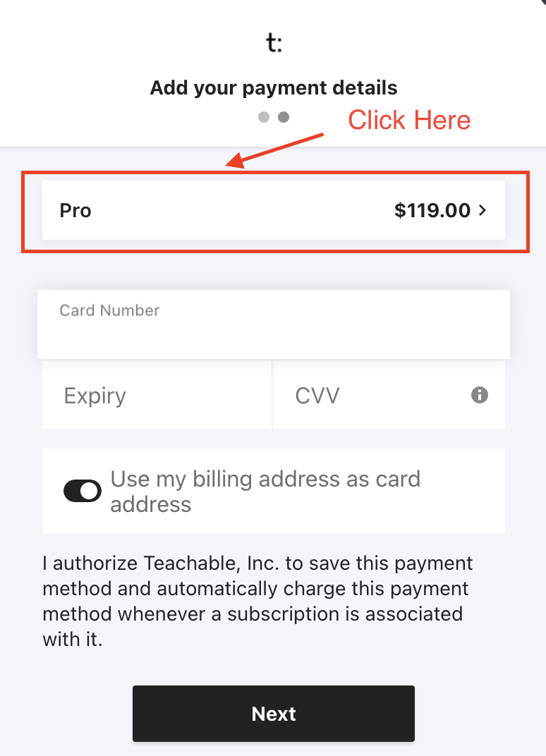 Add your payment method on Teachable