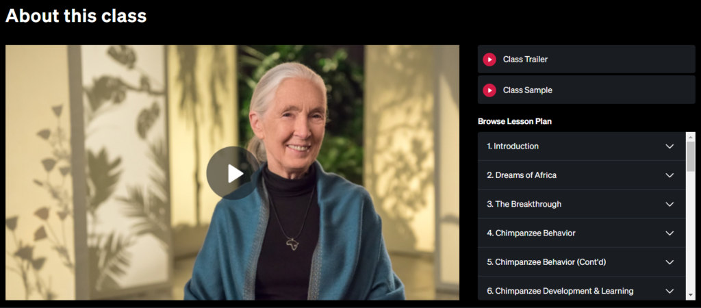 Dr. Jane Goodall MasterClass Lesson Plan