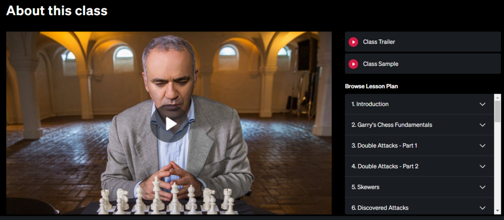 Garry Kasparov MasterClass Lessons Plan