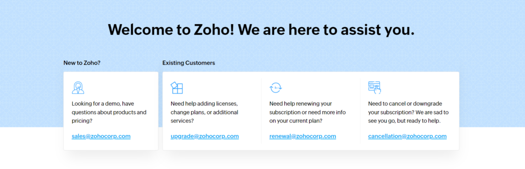 Zoho CRM Customer Support