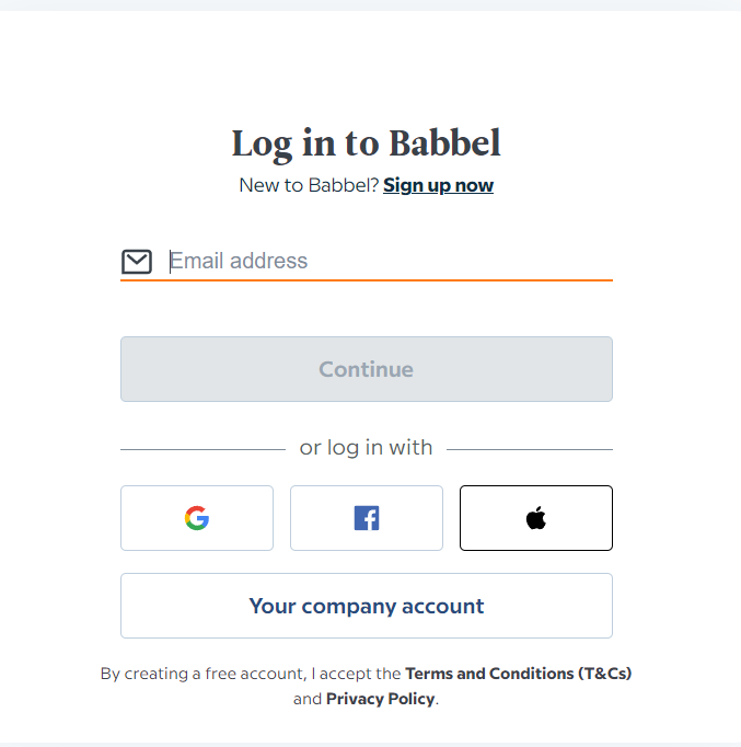 Babble Log In And Sign Up Process