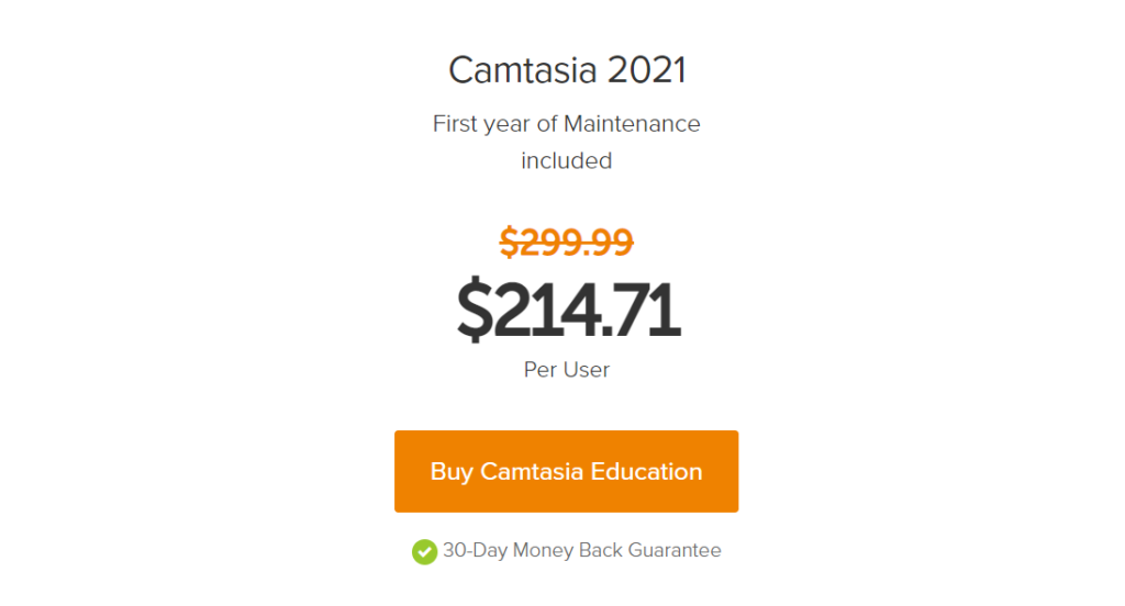 Camtasia Education Plan Price
