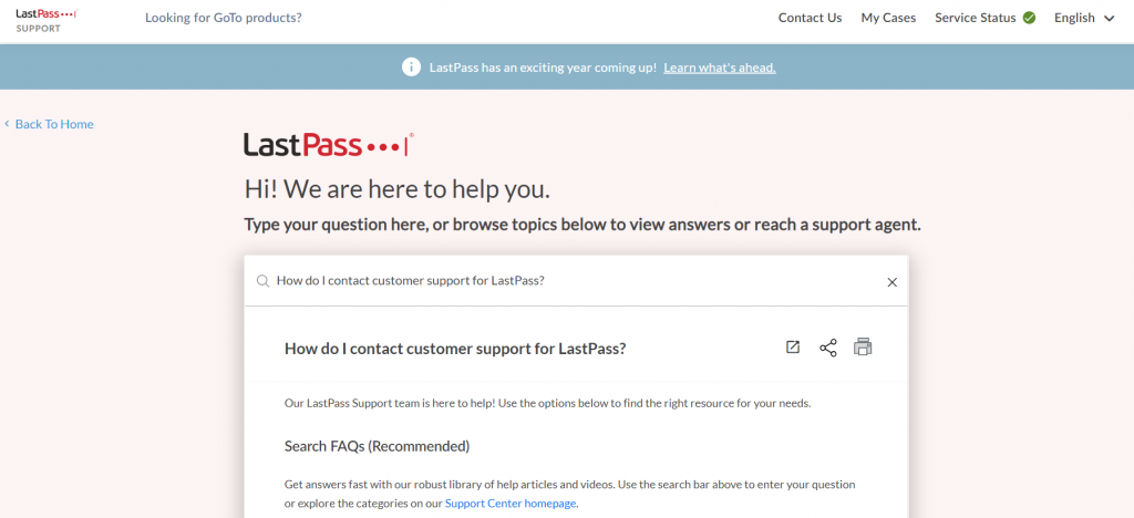 LastPass Customer Help