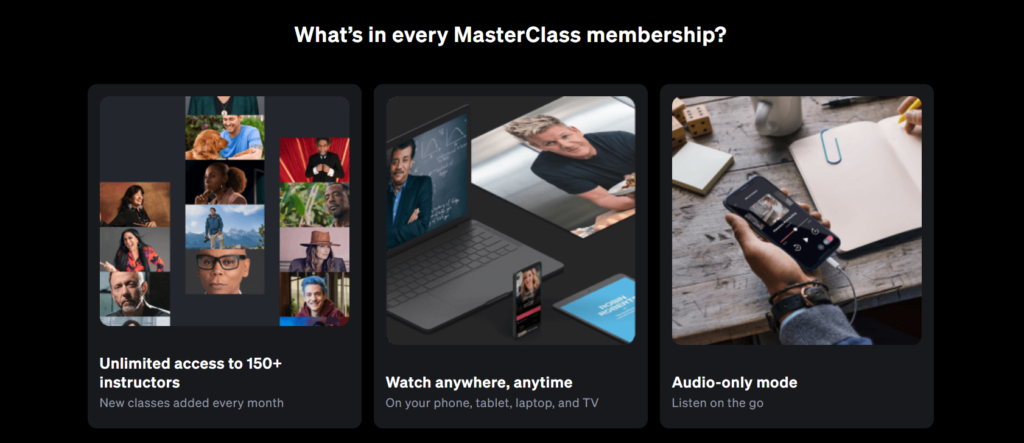 MasterClass Membership Plan Features