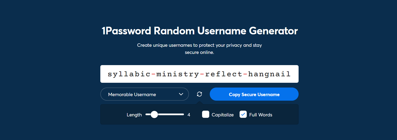 1Password Random Username Generator