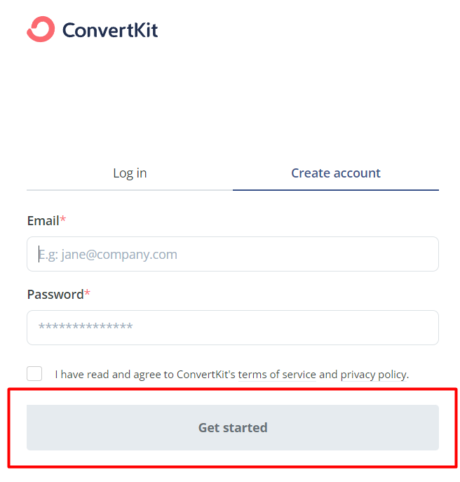 ConvertKit Sign Up Page