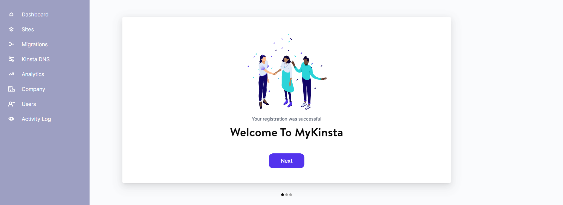 Kinsta Welcome Page