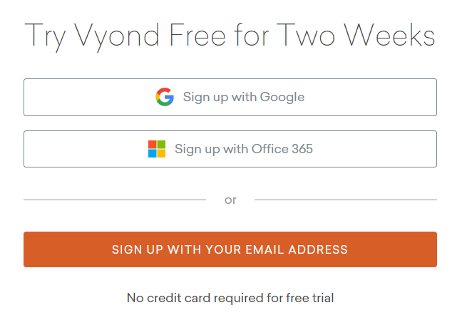 Vyond Sign Up Page