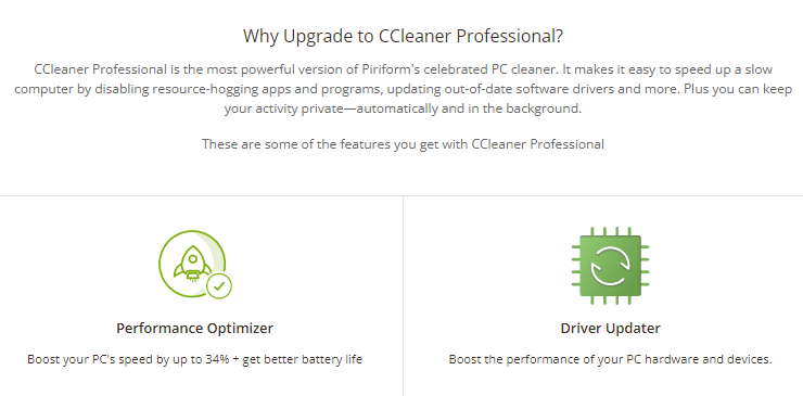 Why Upgrade to CCleaner