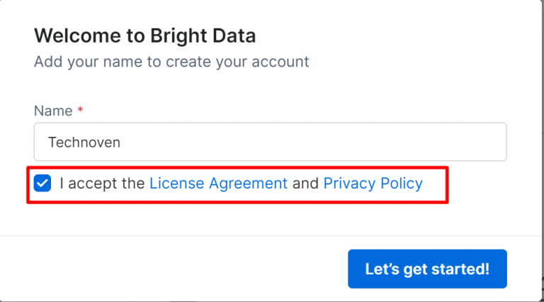 Accept the agreement and privacy policy