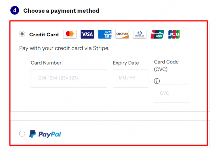 Choose any payment method