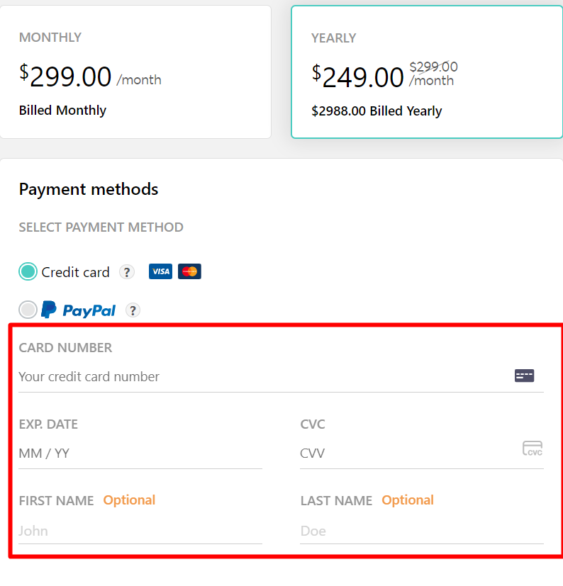 填寫卡片詳細資訊