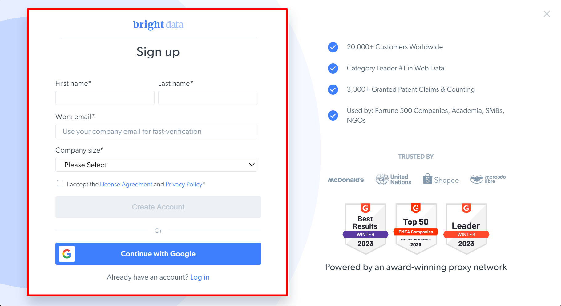使用您的官方郵件 ID 註冊