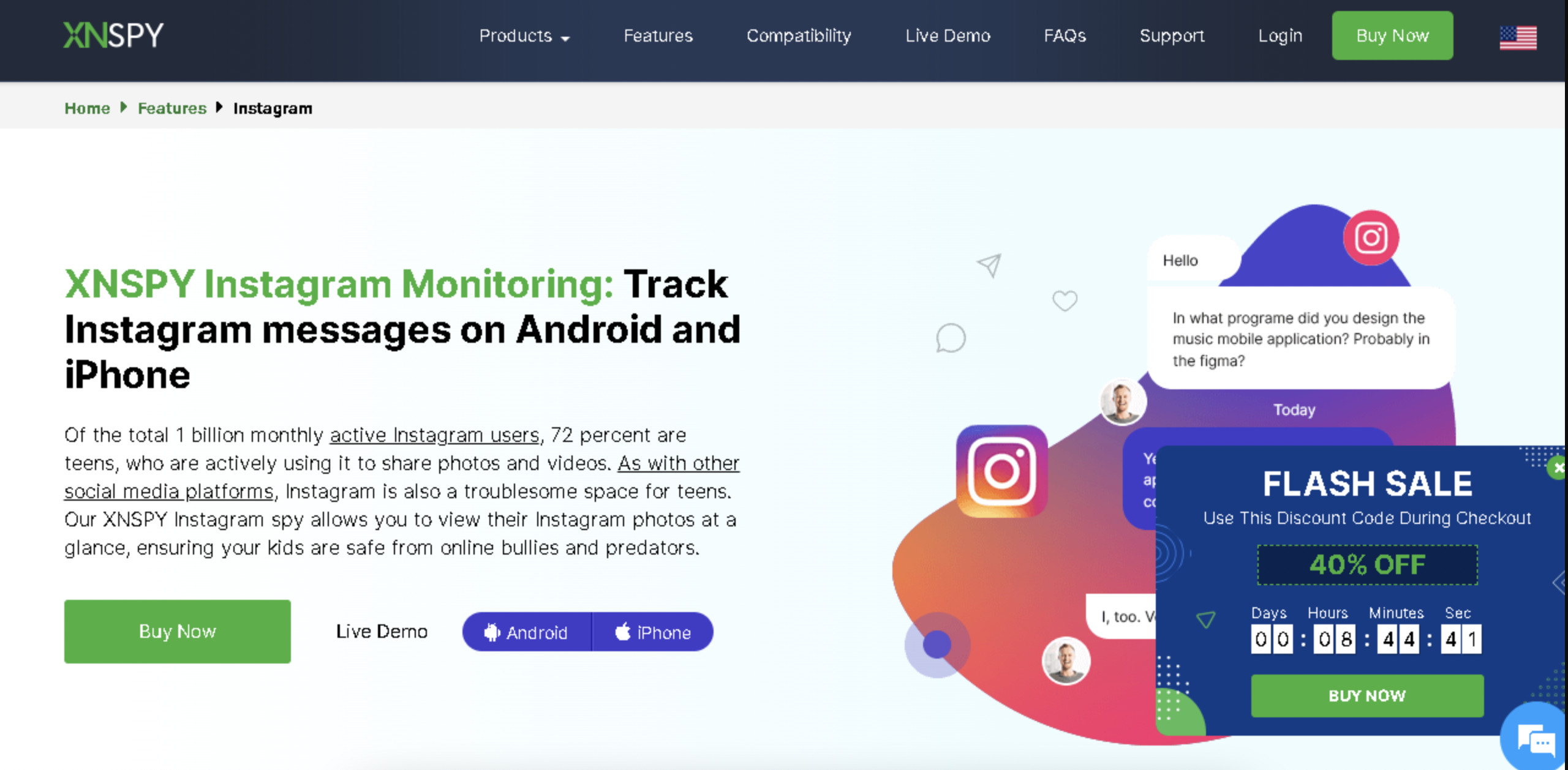 XNSPY Instagram Monitoring