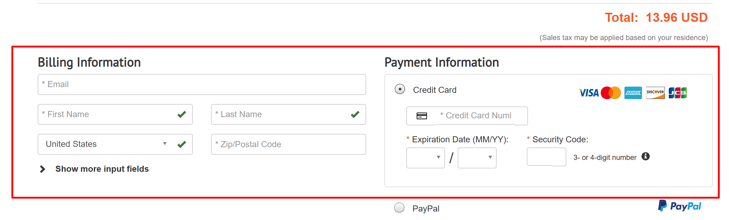 Fill necessary card Details