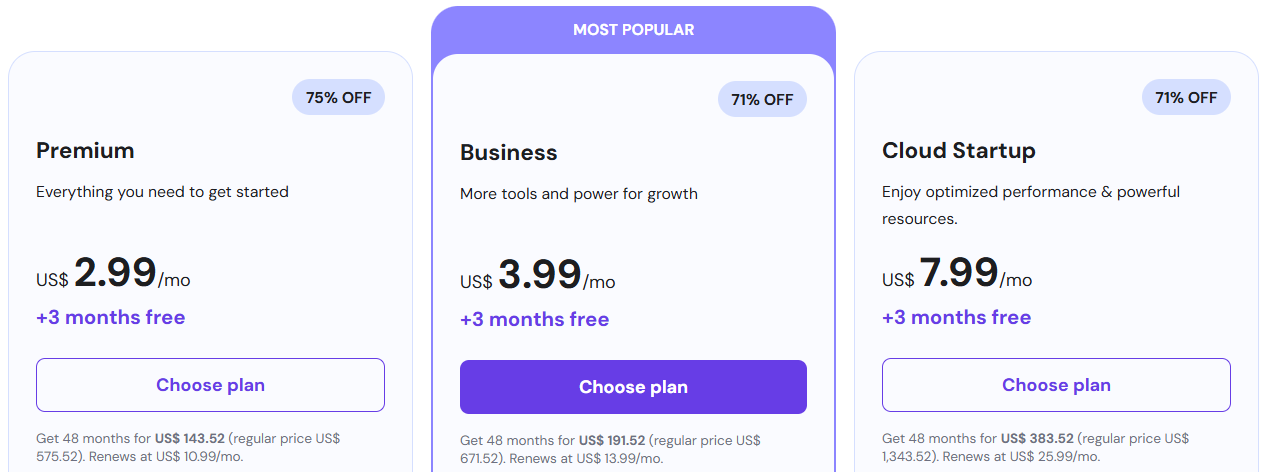Hostinger Pricing Plan