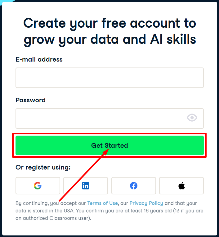 DataCamp-Account-Creation