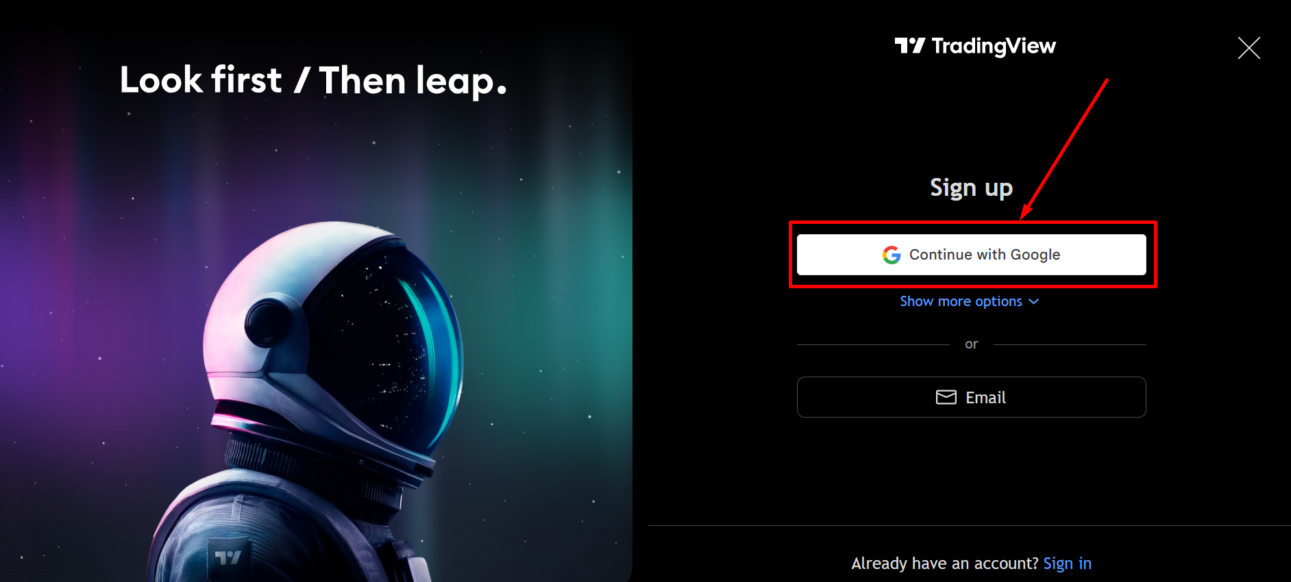 Tradingview-Continue-with-gmail