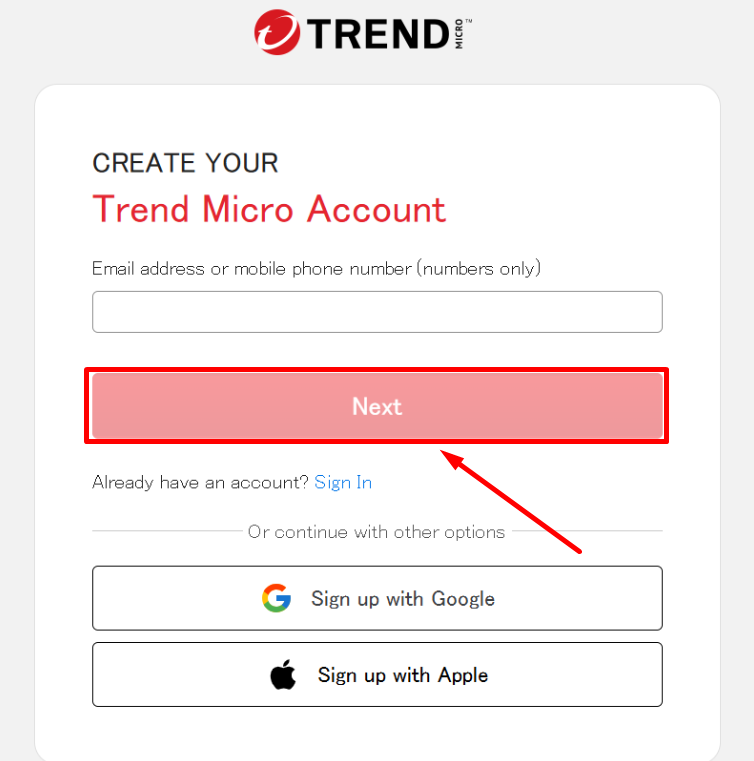 create-account-trend-micro