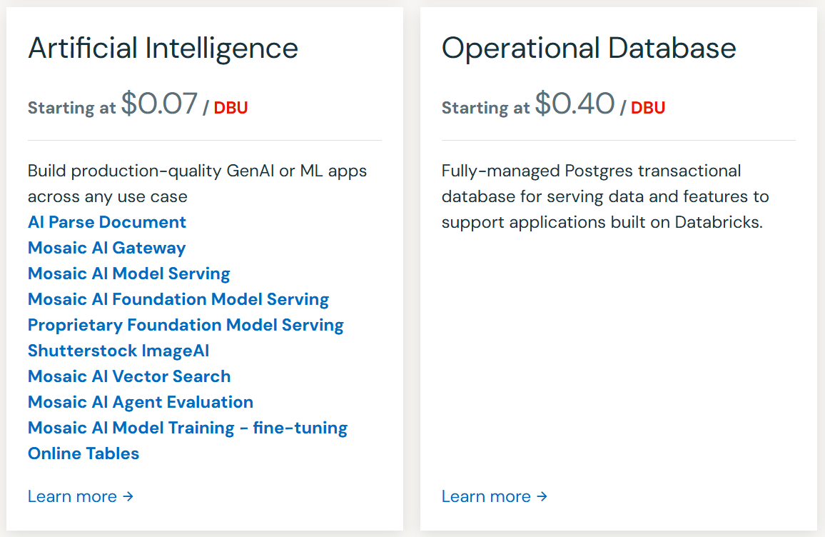 AI pricing databricks