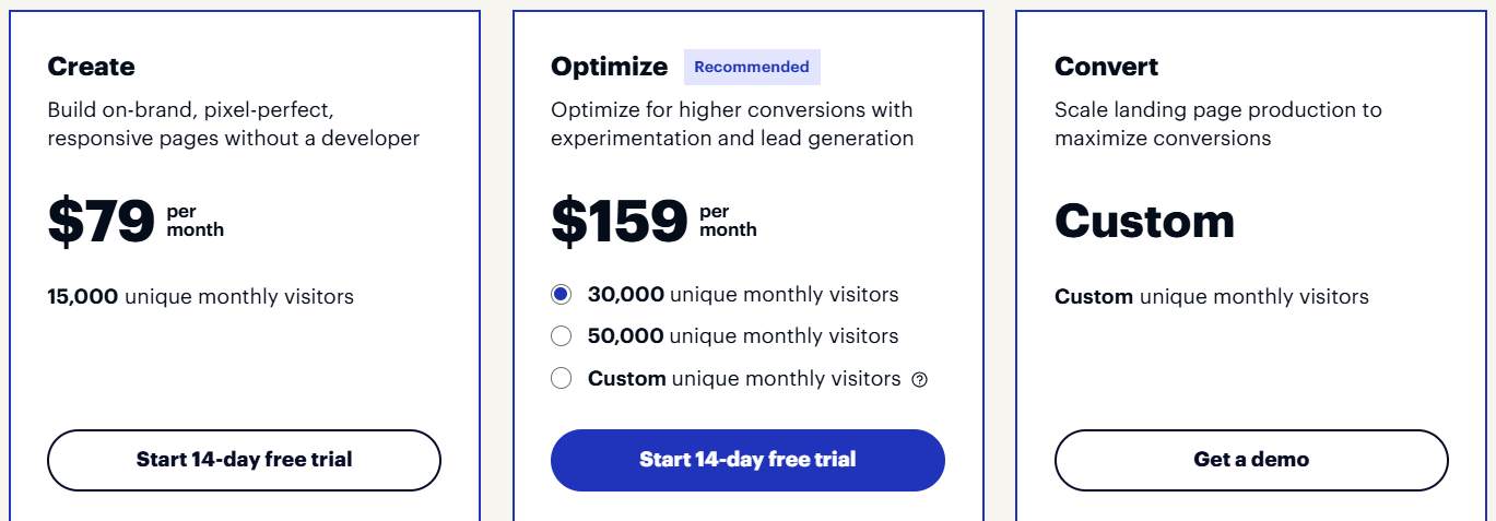 Instapage Pricing Plans