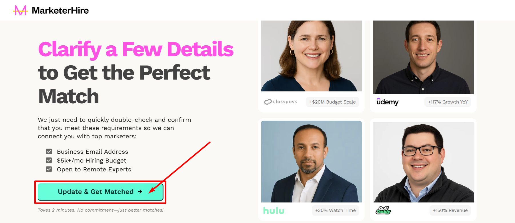 MarketerHire Update & match