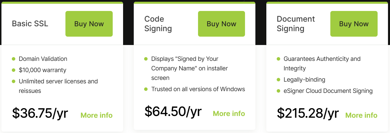 SSL.com Pricing