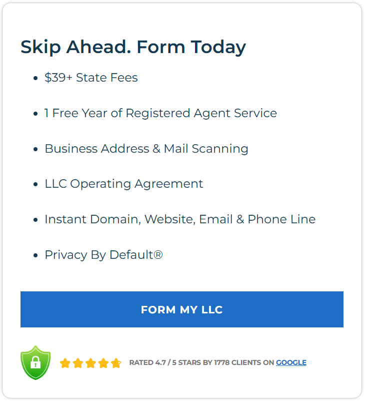 Form My LLC Pricing Plan